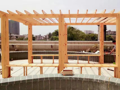 四川防腐木花架案例